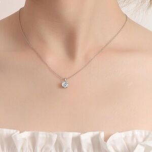 I Do What 925 Silver Moissanite Sterling Silver, 1ct 6.5mm D Colorless Necklace